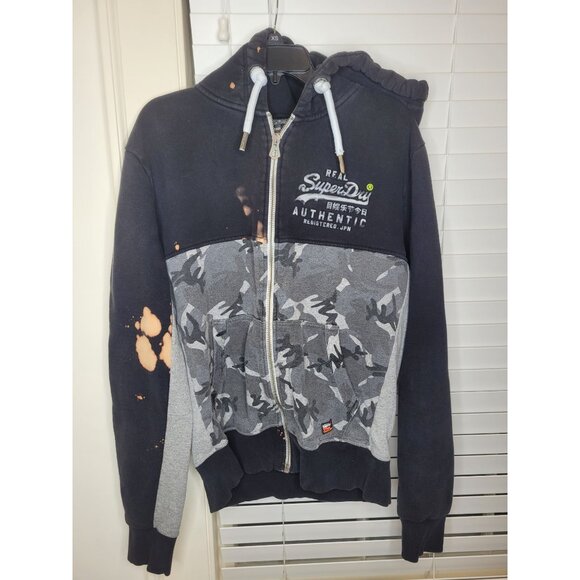 Superdry Other - Superdry Mens Camouflage Hoodie L Black Gray Bleached distressed Grunge streetwe